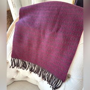 Vintage Fendi FF Monogram Wool Scarf Burgundy & Grey Made in Italy